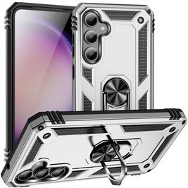 Mobigear Armor Ring Samsung Galaxy S23 FE Hoesje Hardcase Backcover Shockproof met Ringhouder - Zilver
