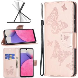 Mobigear Butterfly Samsung Galaxy A33 Hoesje Bookcase Portemonnee - Roségoud