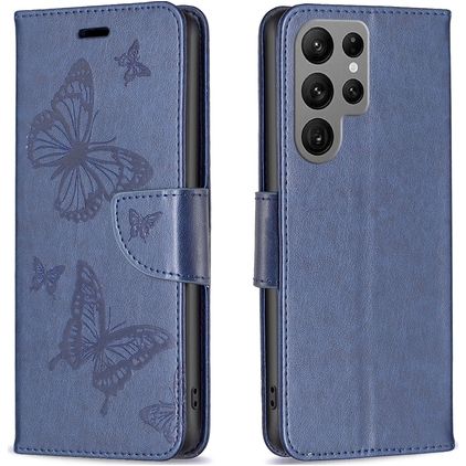 Mobigear Butterfly Samsung Galaxy S24 Ultra Hoesje Bookcase Portemonnee - Blauw