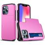 Mobigear Card iPhone 14 Hoesje Hardcase Backcover Shockproof met Pasjeshouder - Roze