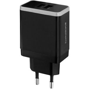 Mobiparts Dual USB Oplader 4.6A - Zwart