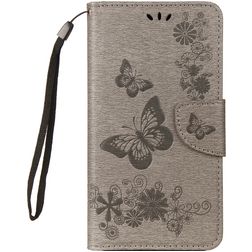 Mobigear Butterfly Samsung Galaxy A8 (2018) Hoesje Bookcase Portemonnee - Grijs