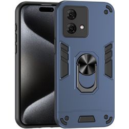 Mobigear Armor Ring Motorola Moto G84 Hoesje Hardcase Backcover Shockproof met Ringhouder - Blauw