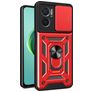 Mobigear Armor Ring Cam Slide Xiaomi Redmi 10 5G Hoesje Hardcase Backcover Shockproof met Ringhouder en Camera Slider - Rood
