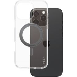 CARE by PanzerGlass Kickstand iPhone 16 Pro Max MagSafe Hoesje Hardcase Backcover met Standaard - Transparant / Zwart
