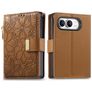 Mobigear Flowers iPhone Duo Hoesje Bookcase Portemonnee - Bruin
