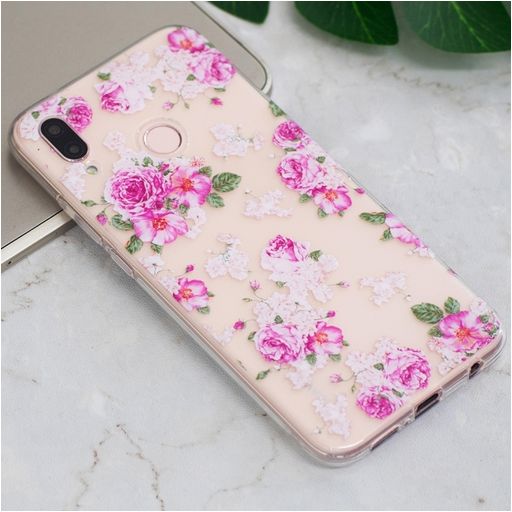 Mobigear Design Huawei P20 Lite (2018) Hoesje Flexibel TPU Backcover - Pioenrozen
