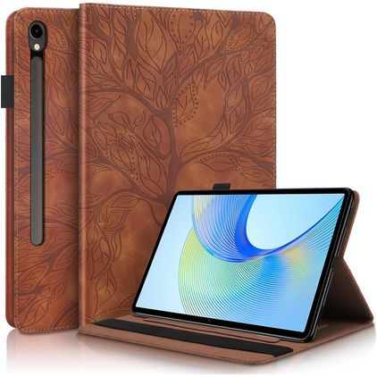 Mobigear Tree Samsung Galaxy Tab S10 FE Plus Hoes Bookcase + Stylus Houder - Bruin