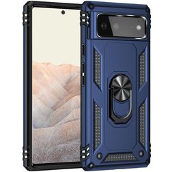 Mobigear Armor Ring Google Pixel 6 Hoesje Hardcase Backcover Shockproof met Ringhouder - Blauw