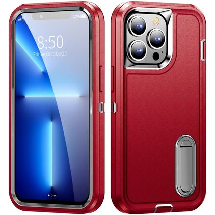 Mobigear Rugged Stand iPhone 14 Pro Max Hoesje Hardcase Backcover Shockproof met Standaard - Rood