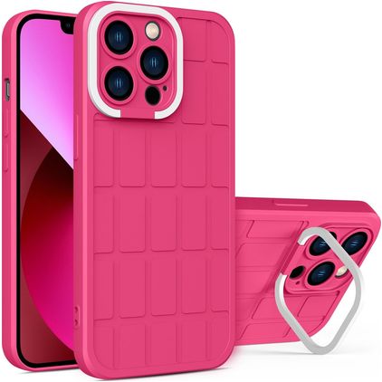 Mobigear Cube iPhone 14 Plus Hoesje Hardcase Backcover met Standaard - Magenta