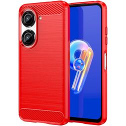 Mobigear Brushed Slim ASUS Zenfone 10 Hoesje Flexibel TPU Backcover - Rood