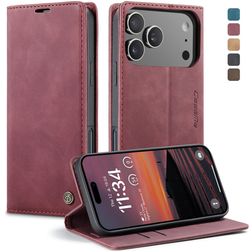 CaseMe 013 iPhone 17 Pro Hoesje Bookcase Portemonnee - Rood