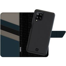 Valenta Snap Samsung Galaxy A12 Hoesje Echt Leer Uitneembare 2in1 Bookcase Portemonnee - Zwart