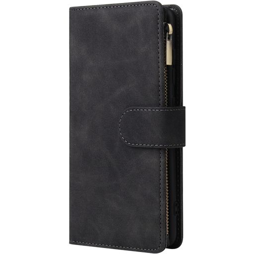 Mobigear Zipper Samsung Galaxy A51 Hoesje Bookcase Portemonnee - Zwart