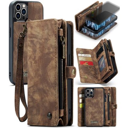 Caseme 008 iPhone 12 Pro Max Hoesje Uitneembare 2in1 Bookcase Portemonnee - Bruin