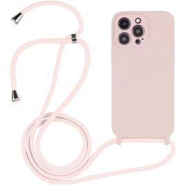 Mobigear Lanyard iPhone 14 Pro Siliconen Hoesje met koord - Sand Pink