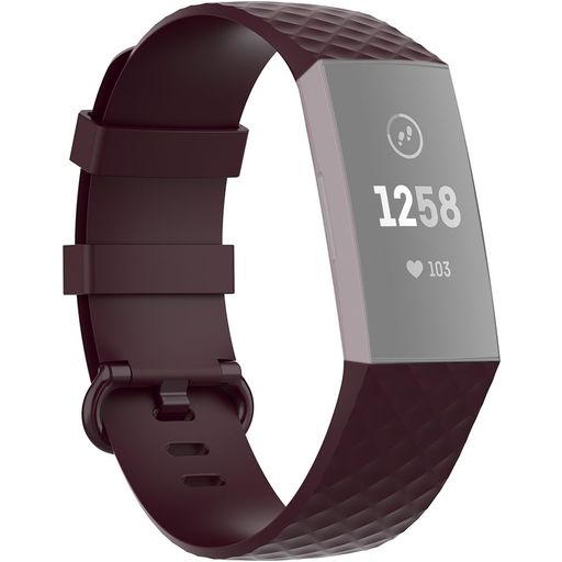 Mobigear Cross Siliconen Fitbit Charge 3 Bandje Gespsluiting - Bordeaux Rood
