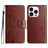 Mobigear Flowers iPhone 16 Pro Max Hoesje Bookcase Portemonnee - Bruin
