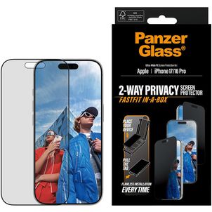 PanzerGlass FastFit iPhone 17 Pro Glazen Screenprotector Privacy - Case Friendly + Installatie Frame - Zwart
