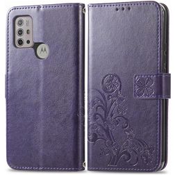 Mobigear Clover Motorola Moto G30 Hoesje Bookcase Portemonnee - Paars
