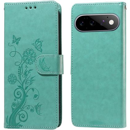 Mobigear Flowers Google Pixel 11 Pro Hoesje Bookcase Portemonnee - Groen