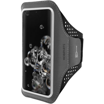 Mobiparts Comfort Fit Telefoonhouder Hardlopen Samsung Galaxy S20 Ultra Sport Hoesje Neopreen Sportarmband - Zwart