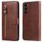 Mobigear Zipper Samsung Galaxy S23 Hoesje Bookcase Portemonnee - Bruin