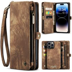 Caseme 008 iPhone 14 Pro Max Hoesje Uitneembare 2in1 Bookcase Portemonnee - Bruin