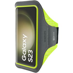 Mobiparts Comfort Fit Telefoonhouder Hardlopen Samsung Galaxy S23 Sport Hoesje Neopreen Sportarmband - Neon Green