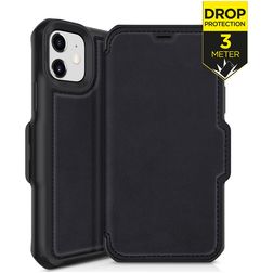 ITSKINS HybridFolio iPhone 12 Mini Hoesje Echt Leer Bookcase - Zwart