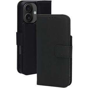 Mobiparts iPhone 16 MagSafe Hoesje Echt Leer Uitneembare 2in1 Bookcase Portemonnee - Zwart