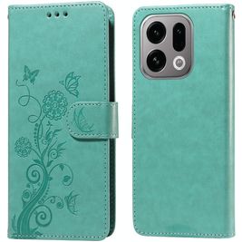 Mobigear Flowers OPPO Find X9 Hoesje Bookcase Portemonnee - Groen