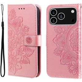 Mobigear Flowers iPhone 17 Pro Hoesje Bookcase Portemonnee - Roségoud