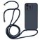 Mobigear Lanyard iPhone 14 Pro Max Siliconen Hoesje met koord - Donkerblauw