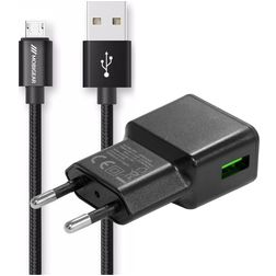 Mobigear Essentials Single USB Oplader Micro USB 1 Meter 12W 2.4A - Zwart