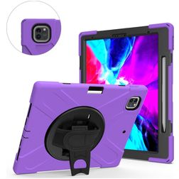 Mobigear SureGrip XGuard iPad Pro 13 Inch (2025) Hoes Hard Kunststof,Siliconen Backcover + Stylus Houder + Schouderband + Standaard - Paars