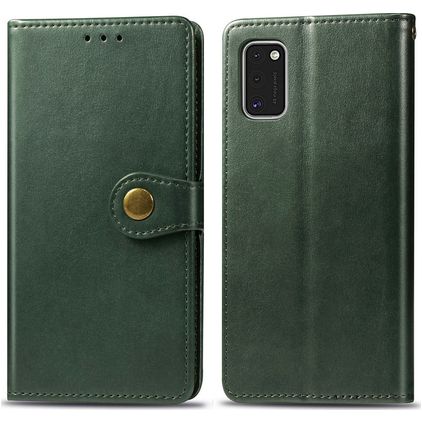 Mobigear Snap Button Samsung Galaxy A41 Hoesje Bookcase Portemonnee - Groen