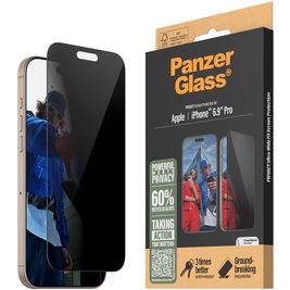 PanzerGlass Ultra-Wide Fit Privacy iPhone 16 Pro Max Glazen Screenprotector Privacy - Case Friendly - Zwart