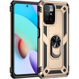 Mobigear Armor Ring Xiaomi Redmi 10 4G Hoesje Hardcase Backcover Shockproof met Ringhouder - Goud
