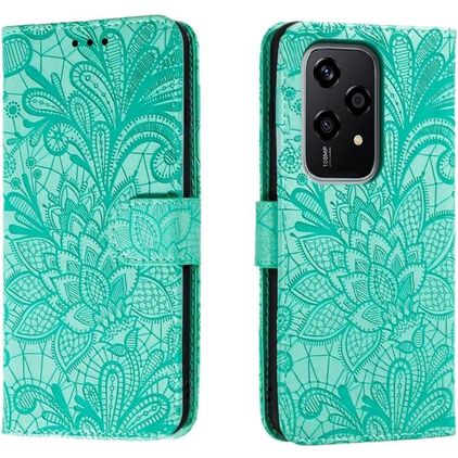 Mobigear Flowers HONOR 200 Lite Hoesje Bookcase Portemonnee - Groen