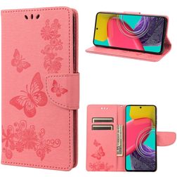 Mobigear Butterfly Samsung Galaxy M53 Hoesje Bookcase Portemonnee - Roze