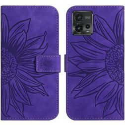 Mobigear Sunflower Motorola Moto G72 Hoesje Bookcase Portemonnee - Paars