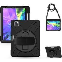 Mobigear SureGrip XGuard iPad Pro 12.9 Inch (2018) Hoes Hard Kunststof,Siliconen Backcover + Stylus Houder + Schouderband + Standaard - Zwart