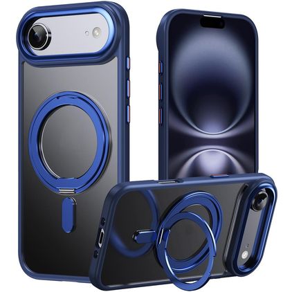 Mobigear Frosted Mag iPhone Air MagSafe Hoesje Hardcase Backcover met Standaard - Blauw