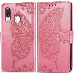 Mobigear Butterfly Samsung Galaxy A40 Hoesje Bookcase Portemonnee - Roze