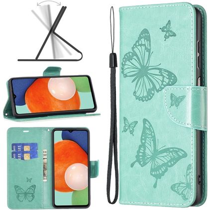 Mobigear Butterfly Samsung Galaxy A13 4G Hoesje Bookcase Portemonnee - Turquoise