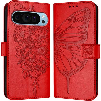 Mobigear Butterfly Google Pixel 9 Pro XL Hoesje Bookcase Portemonnee - Rood