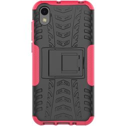 Mobigear Tire HONOR 8S Hoesje Hardcase Backcover Shockproof met Standaard - Zwart / Roze