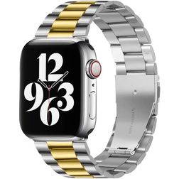 Mobigear Antwerp Stalen Apple Watch Bandje Vouwsluiting - 49/46/45/44 mm - Goud / Zilver